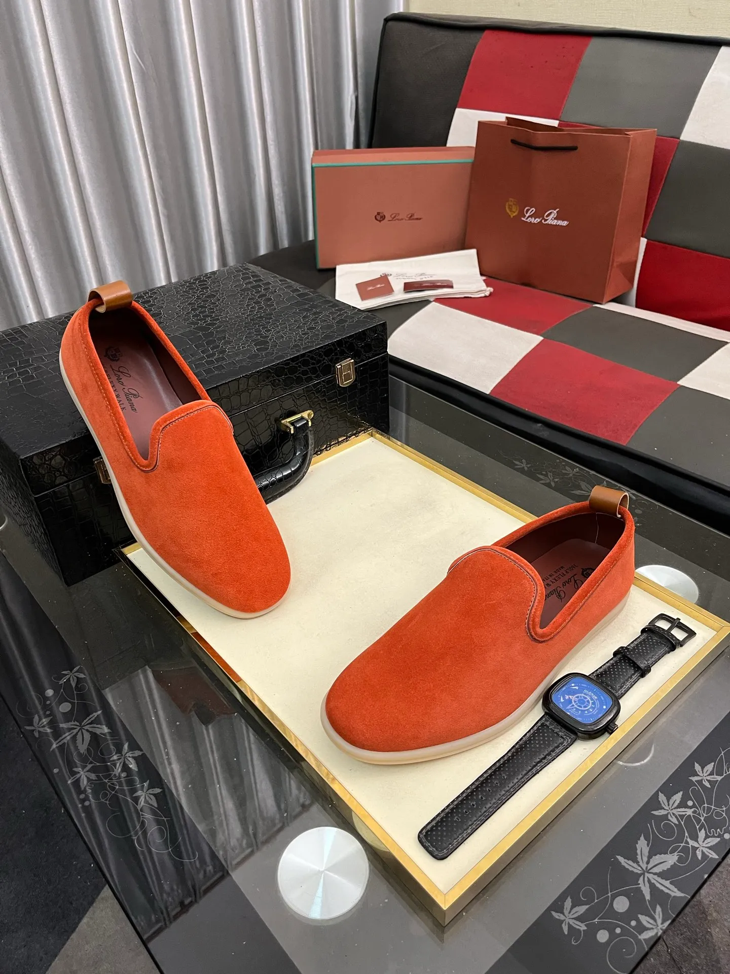Men's men's shoes 💰420⌚️⌚️Loro*Piana pure original 2023 soft and comfortable LP deerskin flat casual star same style slip-on Loft men's shoes size 38-44